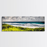Seaside Escape, Grassy Cliffs, Coastal Wall Art, Canvas Print, Beach Landscape Painting, Relaxing Ocean View, Bedroom Wall Decor