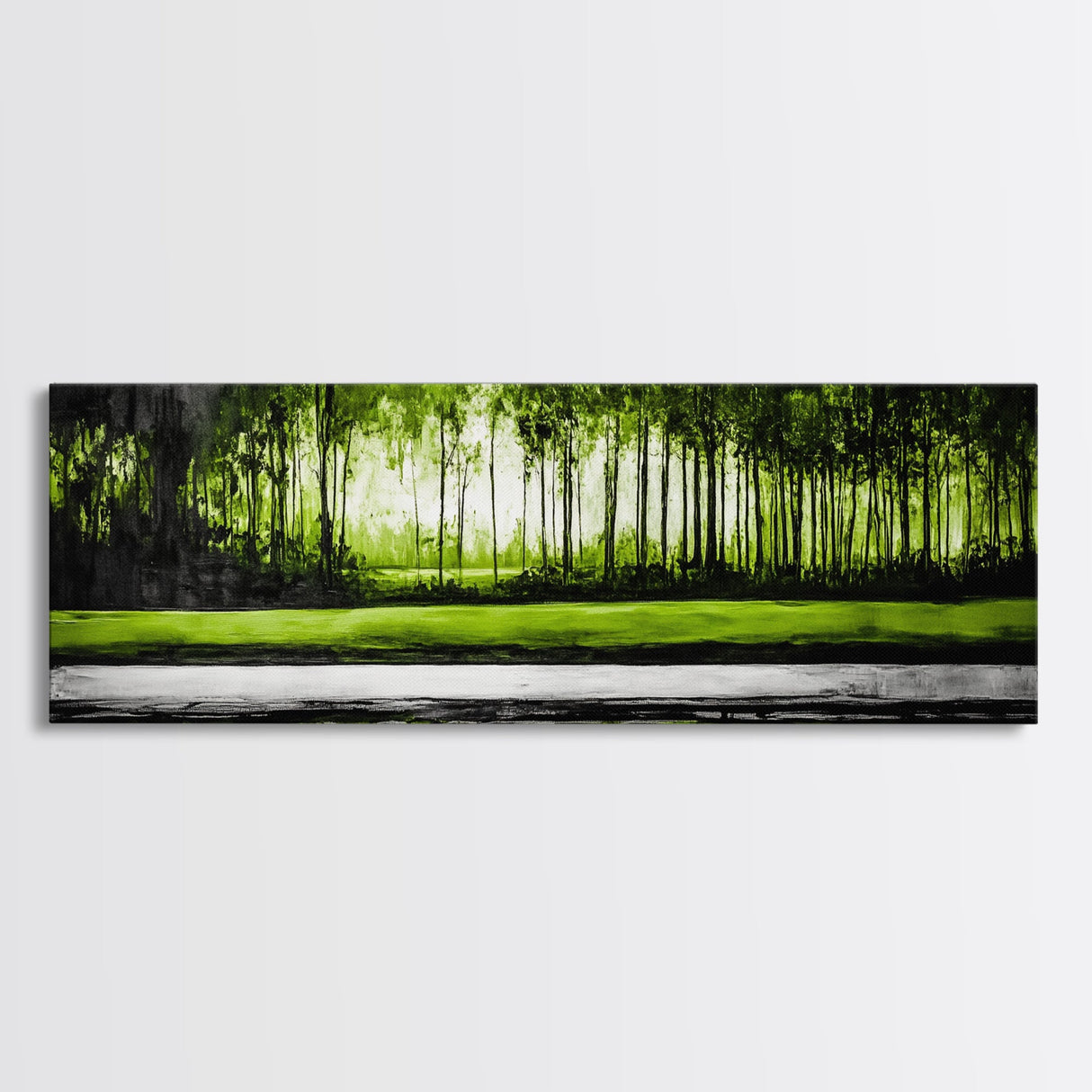 Forest Reflection, Green Trees, Nature Landscape, Framed Canvas Print, Tranquil Scenic Artwork, Zen Wall Decor, Modern Office Art