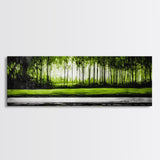 Forest Reflection, Green Trees, Nature Landscape, Framed Canvas Print, Tranquil Scenic Artwork, Zen Wall Decor, Modern Office Art