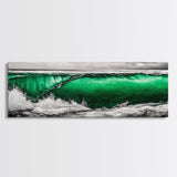 Emerald Wave, Ocean Wall Art, Coastal Decor, Beach Aesthetic, Modern Seascape, Large Wall Art, Framed Canvas Print, Office Art