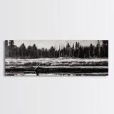 Monochrome Forest, Black and White, Nature Wall Art, Minimalist Landscape, Serene Art, Woodland Scene, Framed Canvas Print, Bedroom Wall Art