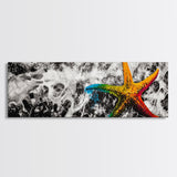 Starfish Abstract Painting, Coastal Beach Wall Art, Vibrant Ocean Decor, Tropical Statement Art, Modern Seascape Print, Framed Canvas Print