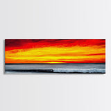 Fiery Sunset Seascape, Dramatic Ocean Painting, Bold Sunset Wall Art, Beach Vibes Decor, Coastal Home Art, Bedroom Wall Artwork, Canvas Print