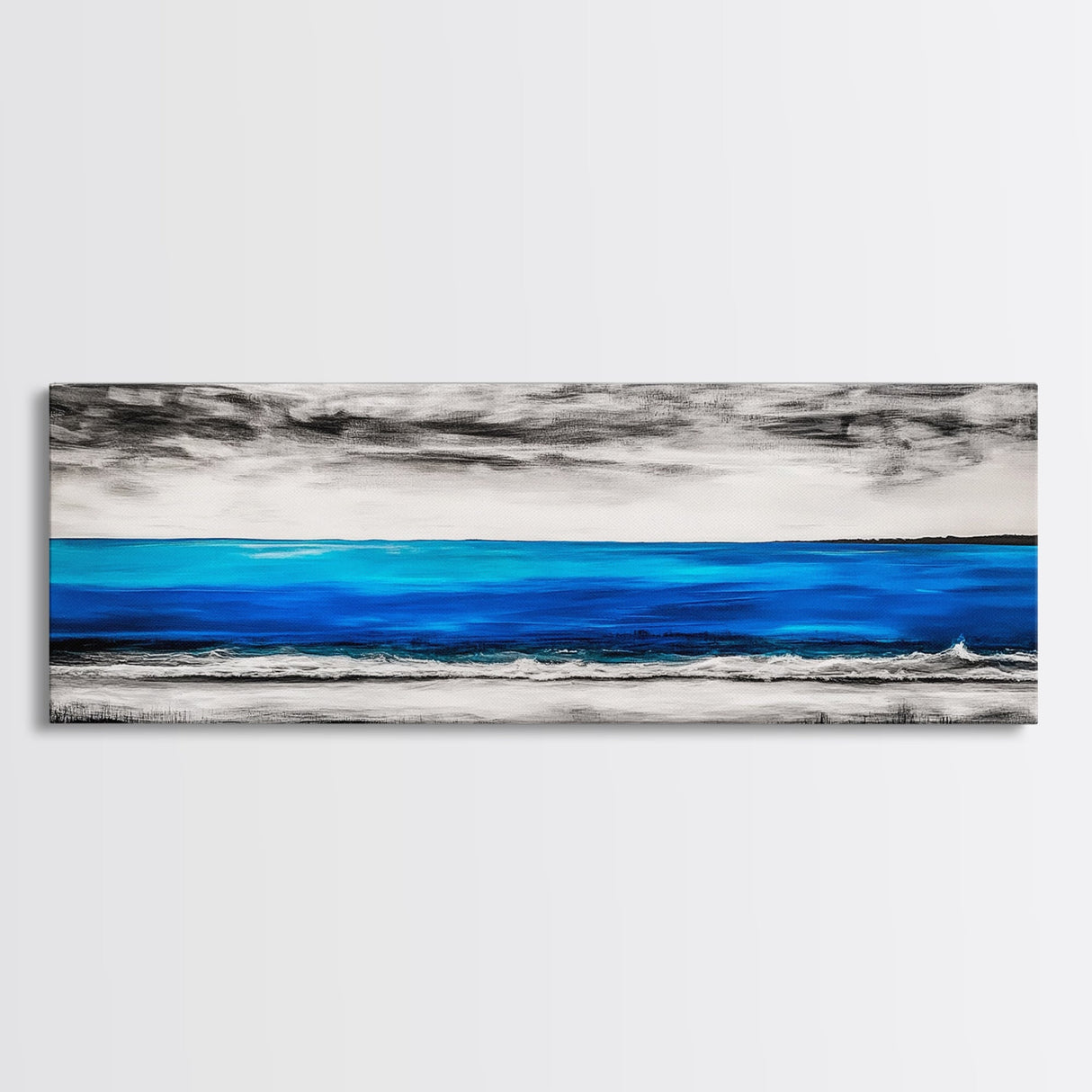 Wild Waves, Ocean Art Print, Coastal Home Decor, Abstract Seascape Painting, Nautical Living Room Art, Beach House Style, Framed Canvas Print