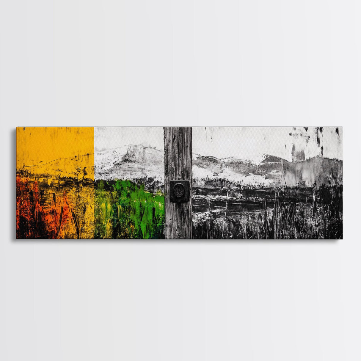 Rustic Landscape, Nature Wall Art, Farmhouse Decor, Cozy Autumn Aesthetic, Colorful Fields Painting, Framed Canvas Print, Living Room