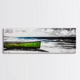 Seaside Boat, Coastal Art, Minimalist Nautical, Framed Canvas Print, Black and White Beach Art, Ocean Scene, Modern Seascape, Contemporary Decor