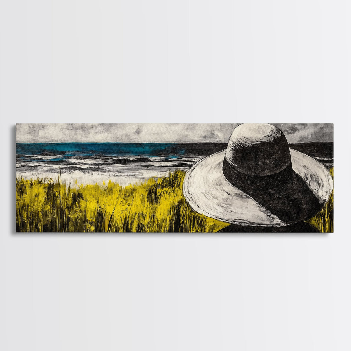 Woman at Beach, Coastal Wall Art, Minimalist Art, Framed Canvas Print, Ocean View Art, Neutral Home Decor, Boho Wall Art