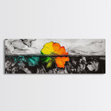 Abstract Floral Art, Floating Flower Print, Modern Botanical Wall Decor, Vibrant Nature Painting, Contemporary Canvas Print, Office Art