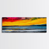 Sunset Seascape, Vibrant Horizon, Canvas Print, Ocean Wall Art, Coastal Home Decor, Modern Sunset Painting, Living Room Artwork