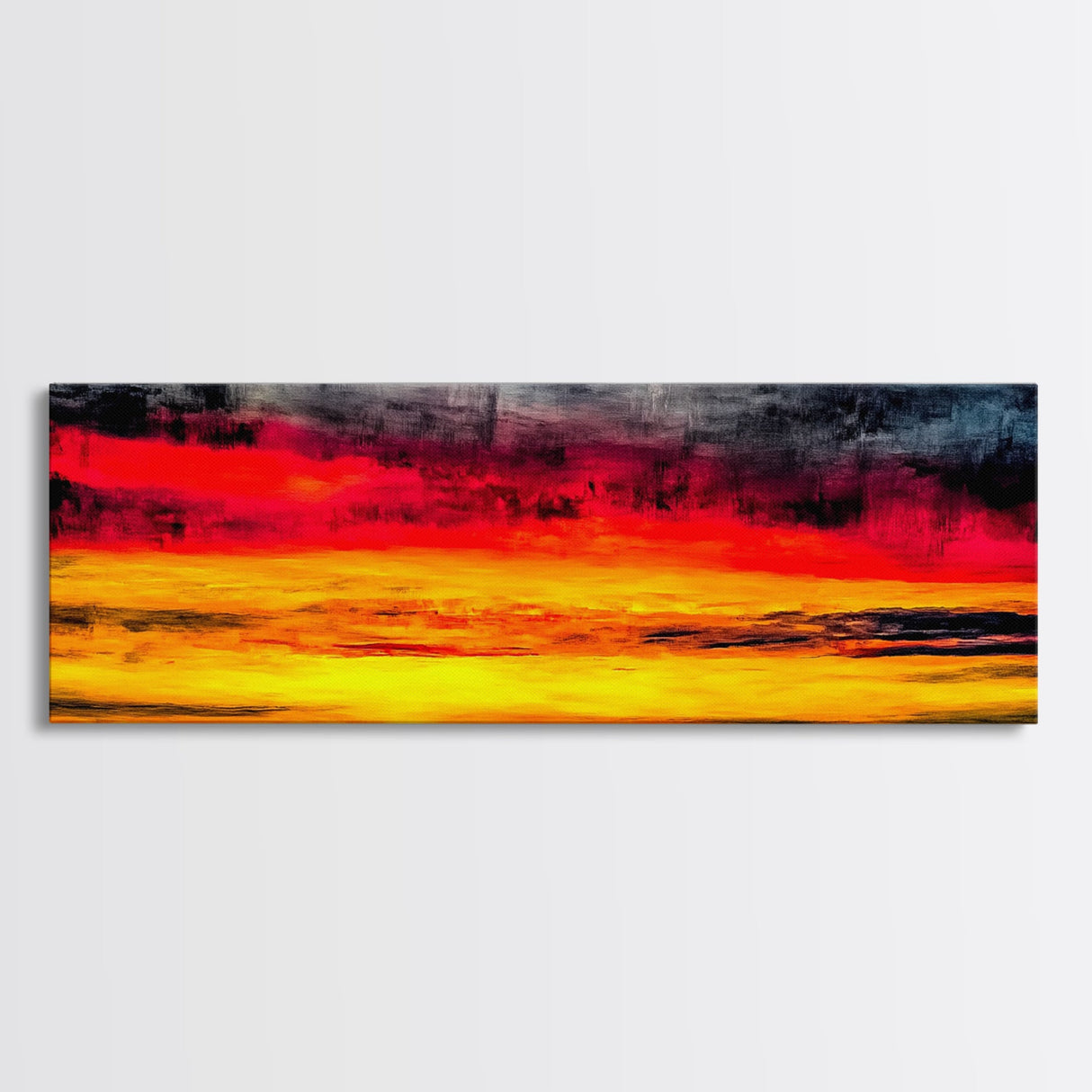Fiery Sunset, Dramatic Sky, Framed Canvas Print, Ocean Horizon, Vibrant Home Decor, Contemporary Sunset Art, Bedroom Wall Art