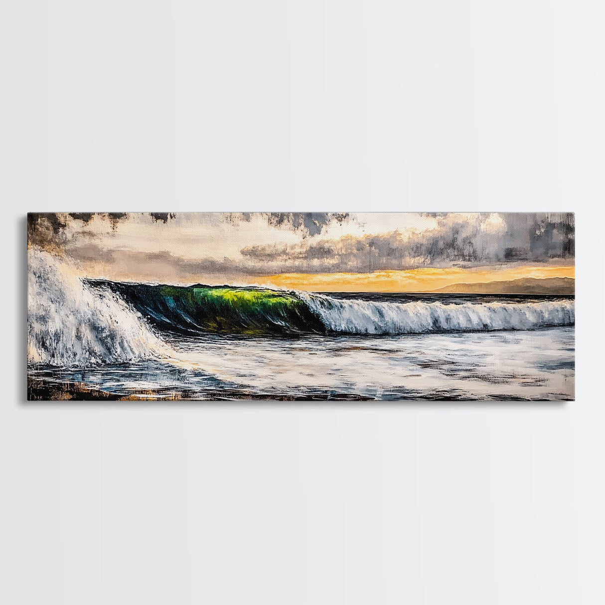 Sunset Ocean Wave, Dramatic Seascape Art, Coastal Home Decor, Bold Nature Painting, Tropical Wall Art, Beach House Canvas Print