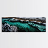 Turquoise Water Art, Ocean Aerial Painting, Coastal Abstract Print, Modern Beach House Decor, Serene Wall Art, Framed Canvas Print
