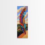 Feather Sky, Tribal Colorful, Bold feather landscape Framed Canvas Print, boho chic wall art, meditation room wall decor