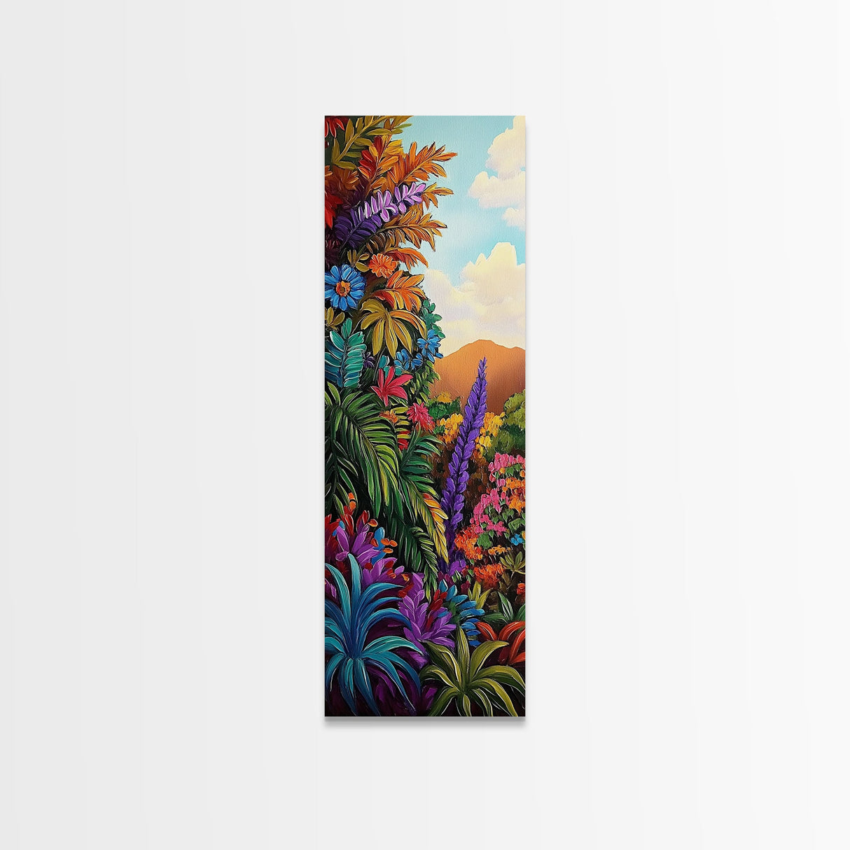 Vibrant Tropical, Jungle Art – Framed Canvas Print, tropical rainforest painting, bold wall decor, boho living room wall art, botanical vibe
