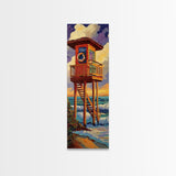 Lifeguard, Tower, Ocean, Surf, Framed Canvas Print, Beach House Wall Art, Coastal Summer Decor, Nautical Living Room Style, Ocean Vibe Art