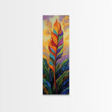Rainbow, Leaf, Botanical, Sunset, Framed Canvas Print vibrant tropical plant wall decor boho botanical kitchen wall art nature lovers gift