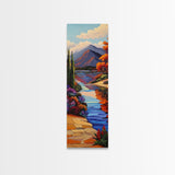 Scenic, Autumn, River, Tranquility, Framed Canvas Print with colorful fall reflections, rustic country wall art, cabin art,  office decor