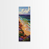 Coastal Waves, Beach Shoreline, Ocean Nature Art, Bright Summer Seascape, Nautical Bathroom Decor, Canvas Print
