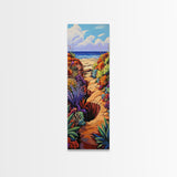 Beach Trail, Colorful Dunes, Coastal Nature Path Art, Vibrant Summer Landscape, Boho Bedroom Decor, Canvas Print
