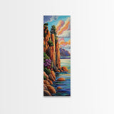 Ocean Cliffside, Pool, Waves, Framed Canvas Print, Tranquil ocean pool wall art, coastal seascape, tropical beach vibes, bathroom decor