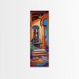 Spanish Rustic Courtyard Art, Framed Canvas Print vibrant Mexican home decor, boho kitchen wall art, hacienda inspired, warm earthy tones