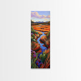 Autumn River, Landscape, Nature Scene Framed Canvas Print, Rustic Fall Art, Living Room Wall Decor, Colorful Country Landscape Painting