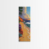 Palm Beach, Sunset, Tropical Escape Canvas Print, Coastal Bedroom Wall Art, Bold Ocean Painting, Colorful Seaside Decor