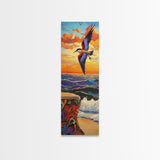 Bird Ocean, Flight, Canvas Print, Coastal Wildlife Wall Art, Nature Inspired Decor, Sunset Seascape, Beach House Accent Piece