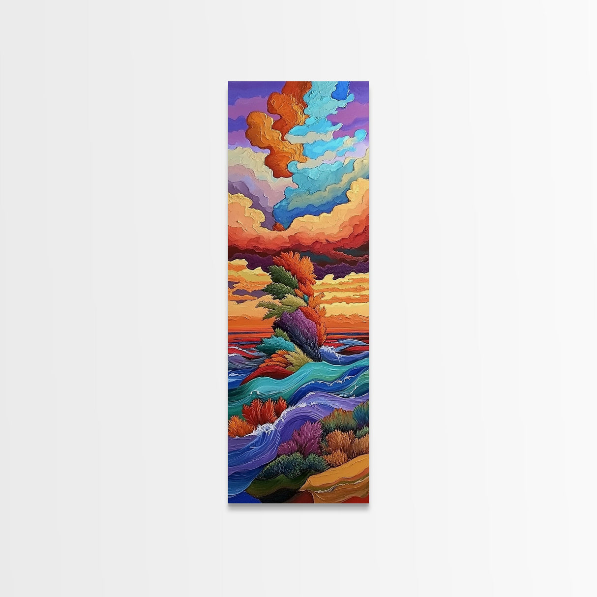 Tropical Cloud, Island, Nature - Canvas Print vibrant ocean decor, sunset wave art, island fantasy painting, bedroom wall art, boho style