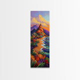 Desert Bloom, Cactus Garden, Colorful Mountain Art, Framed Canvas Print, Vibrant Southwestern Wall Decor, Fall Living Room Accent