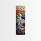 Waterfall River, Nature, Flow, Framed Canvas Print, Bold Landscape Wall Art, Nature Inspired Decor, Bathroom or Office Accent Art