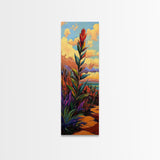 Plant Sunset, Southwest, Desert, Canvas Print, Boho Living Room Decor, Colorful Botanical Wall Art, Desert Vibes, Earthy Tones Painting