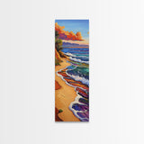 Rainbow Beach, Shoreline, Waves, Framed Canvas Print, abstract seascape, boho coastal art, modern living room beach wall decor