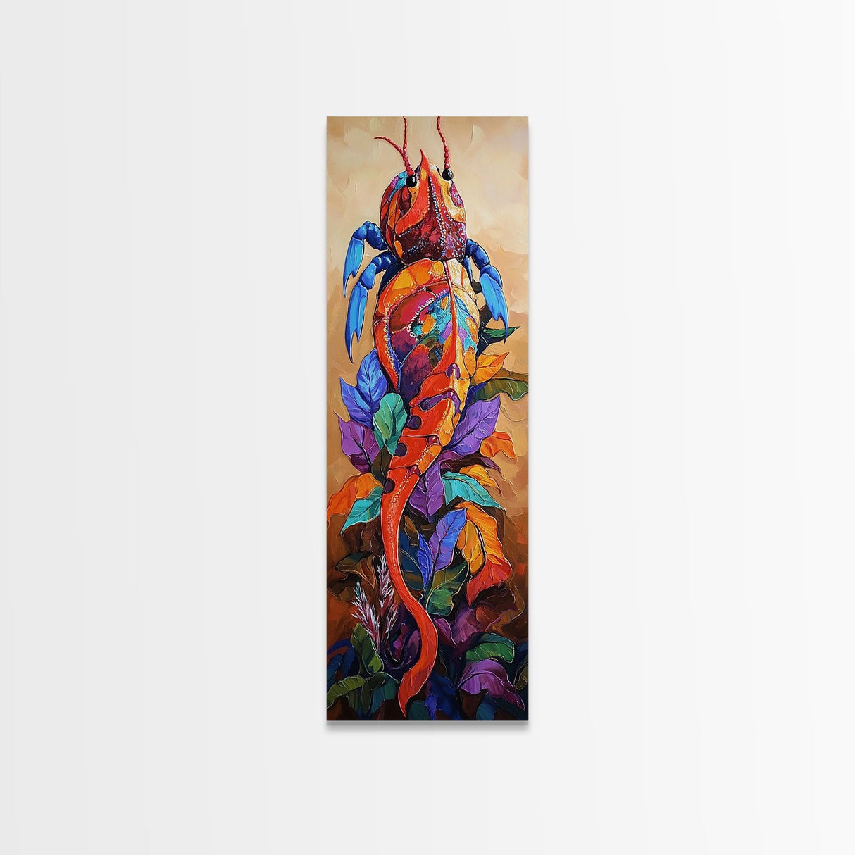 Crab Abstract, Bright Sea, Canvas Print, Nautical wall art, whimsical seafood decor, coastal beach house accent, bold boho lobster painting