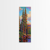Pines Forest, Reflections Tranquil, Canvas Print, Serene forest lake painting, pine tree wall art, cabin living room decor, landscape piece