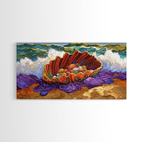 Shell Ocean, Jewel, Framed Canvas Print, Whimsical Ocean Shell Painting, Colorful Sea Treasure Wall Art, Nursery Decor