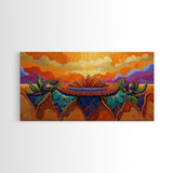 Sunrise Desert, Bloom, Canvas Print, Vibrant desert sunrise painting, boho southwestern art, Bedroom Wall Art, botanical decor