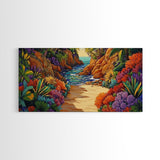 Jungle Cove, Bright, Canvas Print, Lush tropical jungle path to sea, Dining Room Wall Art, nature artwork, bohemian coastal print