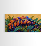 Tropical Leaves, Bright, Fall, Framed Canvas Print, botanical fall wall art, colorful boho tropical leaves painting, kitchen home decor