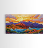 Sunset Ridge, Ocean Breeze, Autumn Mountains, Canvas Print, Warm Fall Wall Art, Rustic Living Room, Earthy Nature Artwork