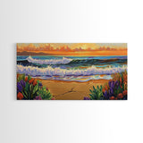 Ocean Sunset, Waves, Coastal, Canvas Print, ocean waves at sunset, Coastal Wall Art, vibrant seascape decor, beach house art