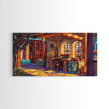 Rustic Kitchen, Mexican, Decor, Framed Canvas Print of rustic kitchen, Kitchen Wall Art, warm tones, bohemian style interior decor