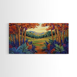 Forest Fall, Colorful, Leaves, Framed Canvas Print bold woodland foliage design, vibrant autumn landscape art, hallway wall accent