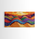 Desert Hills, Color Layers, Sunset Sky, Canvas Print, Boho Abstract Wall Art, Eclectic Bedroom Print, Vibrant Hallway Decor