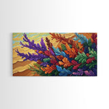 Leaves Autumn, Colorful, Canvas Print, Fall Boho Wall Decor, Vibrant Foliage Painting, Nature-Inspired Living Room Wall Art