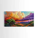 Desert Mountains, Sky, Sunset Clouds, Framed Canvas Print, Colorful Landscape Art, Office Wall Decor, Western Scenery, Autumn Vibes