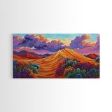 Sand Mountain, Clouds Sunset, Canvas Print, vibrant desert, mountain landscape, dusk dramatic sky, Autumn Decor, Boho Living Room
