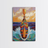 Paddle and Waves Art, Surfboard Ocean Print, Tropical Sea Decor, Nautical Wall Vibes, Framed Canvas Print, Beach House Wall Art, surfer style
