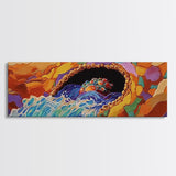 Hidden Treasure Cave, Ocean Fantasy Art, Canvas Print, Bold Coastal Decor, Colorful Kids Room Wall Art, Surreal Beach Style