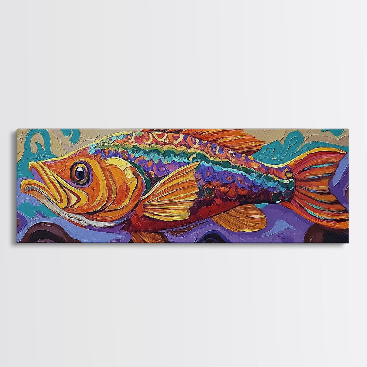 Tropical Fish Painting, Vibrant Ocean Life, Canvas Print, Coastal Kitchen Wall Art, Underwater Theme Decor, Boho Beach Art